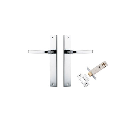 IVER Annecy Door Lever Handle On Rectangular Backplate | Passage Kit | 9 Finishes - Polished Chrome