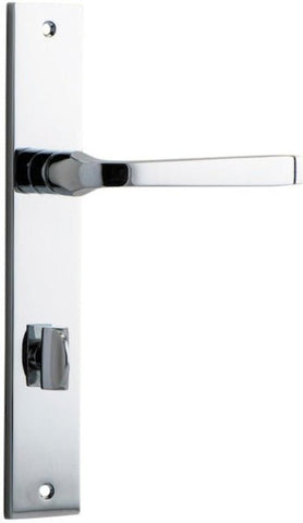 IVER Annecy Door Lever Handle On Rectangular Backplate | Privacy Lever Set Only | 9 Finishes - Polished Chrome