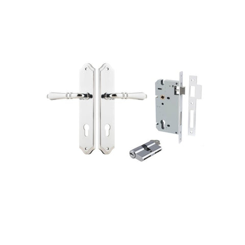 IVER Sarlat Lever Door Handle On Shouldered Backplate | Entrance Kit (Key/Key) | 10 Finishes - Polished Chrome