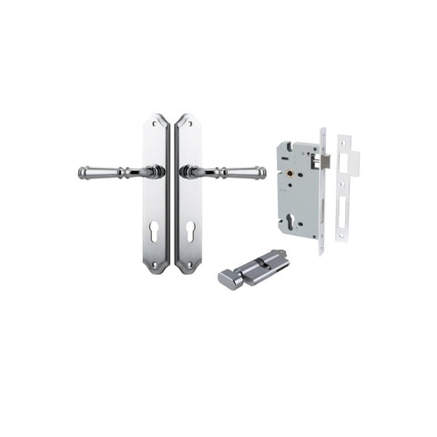 IVER Verona Door Lever Handle On Shouldered Backplate | Entrance Kit (Key/Thumb) | 9 Finishes - Polished Chrome