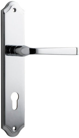 IVER Annecy Door Lever Handle On Shouldered Backplate | Entrance Lever Set Only | 9 Finishes - Polished Chrome