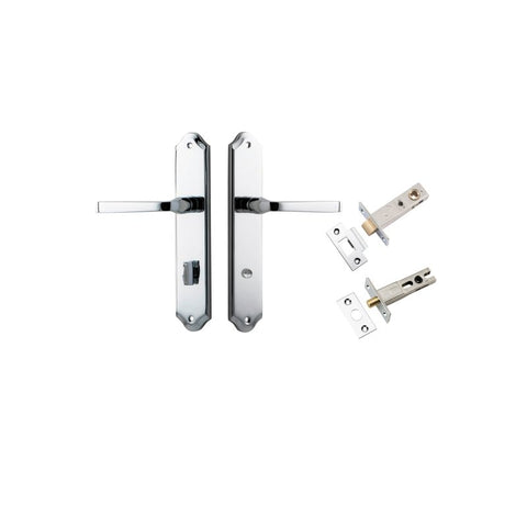 IVER Annecy Door Lever Handle On Shouldered Backplate | Separate Privacy Kit | 9 Finishes - Polished Chrome