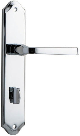 IVER Annecy Door Lever Handle On Shouldered Backplate | Privacy Lever Set Only | 9 Finishes - Polished Chrome