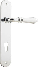 Iver Sarlat Solid Brass Door Lever on Oval Backplate | Entrance Lever Set Only | 10 Finishes - Polished Chrome
