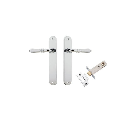 Iver Sarlat Solid Brass Door Lever on Oval Backplate | Passage Kit | 10 Finishes - Polished Chrome