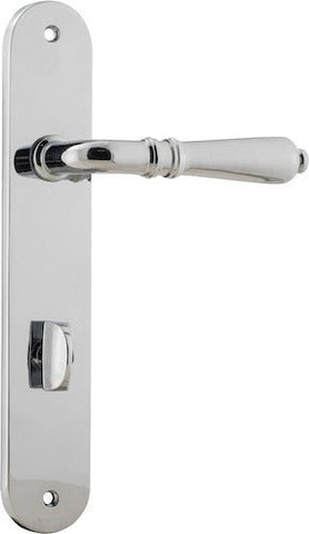 Iver Sarlat Solid Brass Door Lever on Oval Backplate | Privacy Lever Set Only | 10 Finishes - Polished Chrome