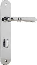 Iver Sarlat Solid Brass Door Lever on Oval Backplate | Privacy Lever Set Only | 10 Finishes - Polished Chrome