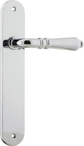 Iver Sarlat Solid Brass Door Lever on Oval Backplate | Passage Lever Set Only | 10 Finishes - Polished Chrome