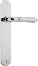 Iver Sarlat Solid Brass Door Lever on Oval Backplate | Passage Lever Set Only | 10 Finishes - Polished Chrome