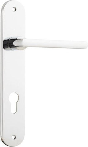 Iver Baltimore Solid Brass Door Lever on Oval Backplate | Entrance Lever Set Only | 7 Finishes - Polished Chrome