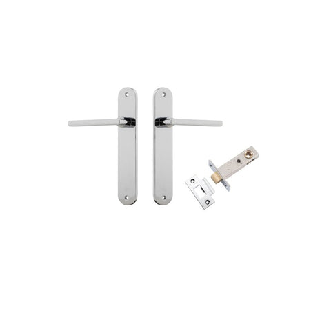 Iver Baltimore Solid Brass Door Lever on Oval Backplate | Passage Kit | 7 Finishes - Polished Chrome