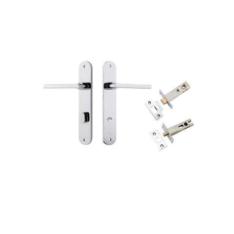 Iver Baltimore Solid Brass Door Lever on Oval Backplate | Separate Privacy Kit | 7 Finishes - Polished Chrome