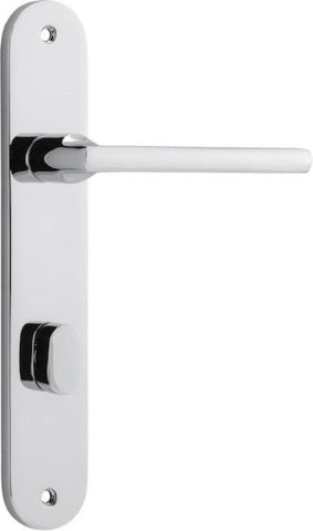 Iver Baltimore Solid Brass Door Lever on Oval Backplate | Privacy Lever Set Only | 7 Finishes - Polished Chrome