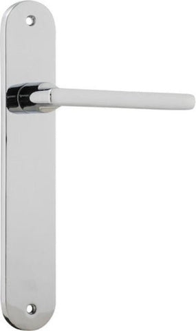 Iver Baltimore Solid Brass Door Lever on Oval Backplate | Passage Lever Set Only | 7 Finishes - Polished Chrome