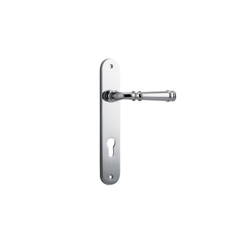 Iver Verona Solid Brass Door Lever on Oval Backplate | Entrance Lever Set Only | 9 Finishes - Polished Chrome
