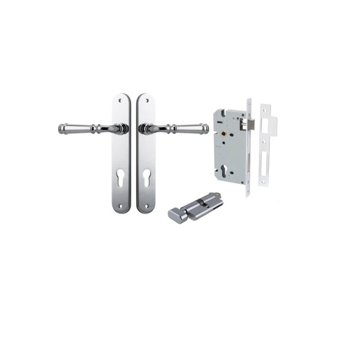 Iver Verona Solid Brass Door Lever on Oval Backplate | Entrance Kit (Key/Thumb) | 9 Finishes - Polished Chrome