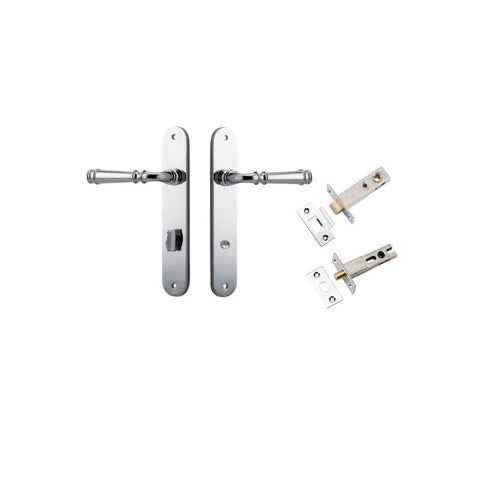Iver Verona Solid Brass Door Lever on Oval Backplate | Separate Privacy Kit | 9 Finishes - Polished Chrome
