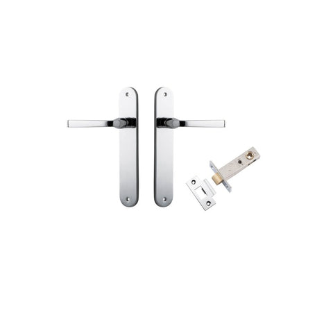 Iver Annecy Solid Brass Door Lever on Oval Backplate | Passage Kit | 9 Finishes - Polished Chrome