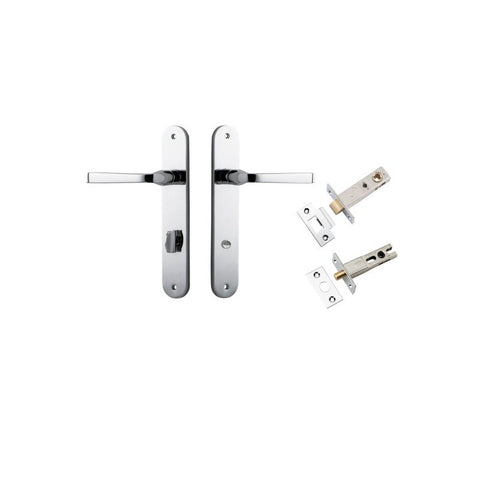 Iver Annecy Solid Brass Door Lever on Oval Backplate | Separate Privacy Kit | 9 Finishes - Polished Chrome