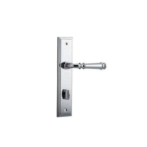 IVER Verona Door Lever Handle On Stepped Backplate | Privacy Lever Set Only | 9 Finishes - Polished Chrome