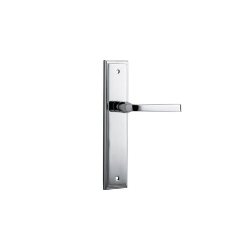 IVER Annecy Door Lever Handle On Stepped Backplate | Passage Lever Set Only | 9 Finishes - Polished Chrome