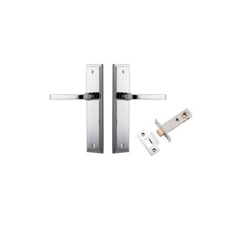 IVER Annecy Door Lever Handle On Stepped Backplate | Passage Kit | 9 Finishes - Polished Nickel