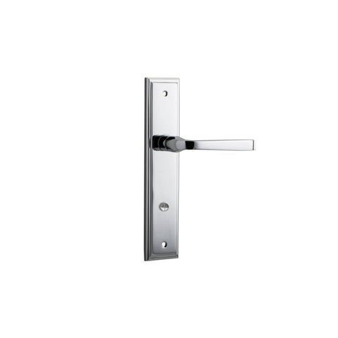 IVER Annecy Door Lever Handle On Stepped Backplate | Privacy Lever Set Only | 9 Finishes - Polished Chrome