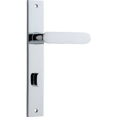 IVER Bronte Door Lever Handle On Rectangular Backplate | Privacy Lever Set Only | 7 Finishes - Polished Chrome