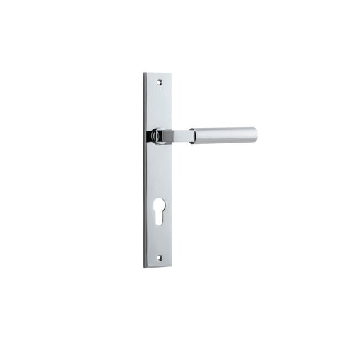 IVER Berlin Door Lever Handle On Rectangular Backplate | Entrance Lever Set Only | 7 Finishes - Polished Chrome