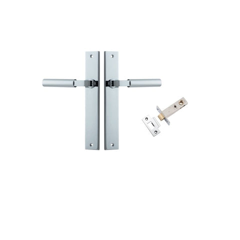 IVER Berlin Door Lever Handle On Rectangular Backplate | Passage Kit | 7 Finishes - Polished Chrome