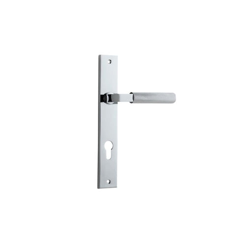 IVER Brunswick Door Lever Handle On Rectangular Backplate | Entrance Lever Set Only | 6 Finishes - Polished Chrome