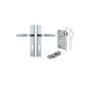 IVER Brunswick Door Lever Handle On Rectangular Backplate | Entrance Kit (Key/Thumb) | 6 Finishes - Polished Chrome