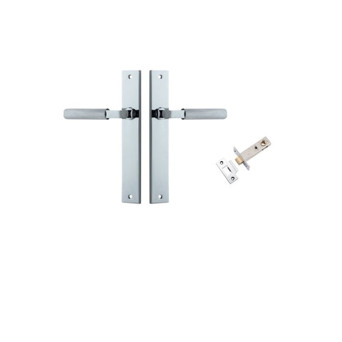 IVER Brunswick Door Lever Handle On Rectangular Backplate | Passage Kit | 6 Finishes - Polished Chrome