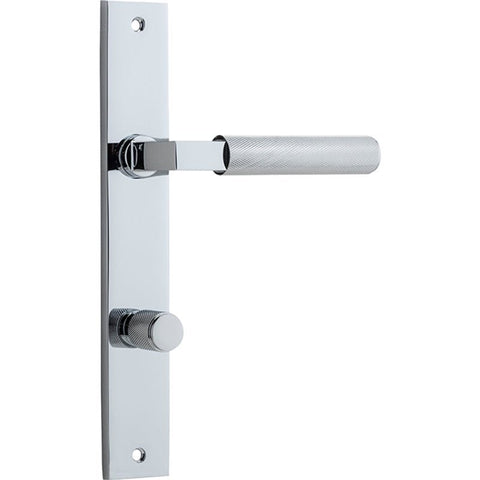 IVER Brunswick Door Lever Handle On Rectangular Backplate | Privacy Lever Set Only | 6 Finishes - Polished Chrome