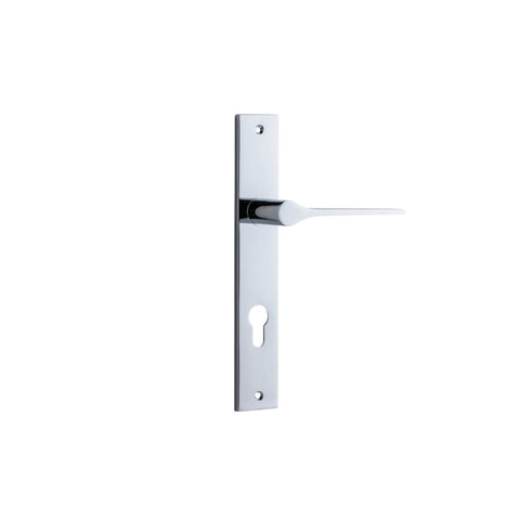 IVER Como Door Lever Handle On Rectangular Backplate | Entrance Lever Set Only | 7 Finishes - Polished Chrome