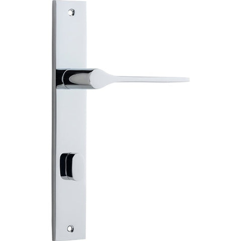 IVER Como Door Lever Handle On Rectangular Backplate | Privacy Lever Set Only | 7 Finishes - Polished Chrome