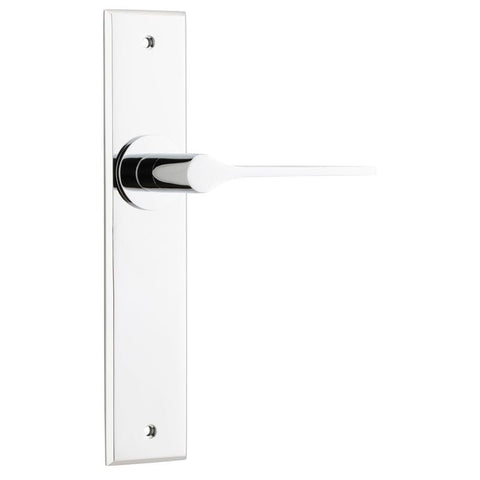 IVER Como Door Lever Handle On Chamfered Backplate | Passage Lever Set Only | 7 Finishes - Polished Chrome