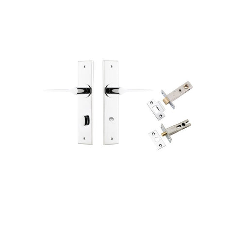 IVER Como Door Lever Handle On Chamfered Backplate | Separate Privacy Kit | 7 Finishes - Polished Chrome