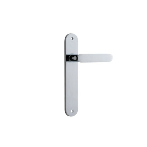 Iver Bronte Solid Brass Door Lever on Oval Backplate | Passage Lever Set Only | 7 Finishes - Polished Chrome