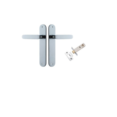 Iver Bronte Solid Brass Door Lever on Oval Backplate | Passage Kit | 7 Finishes - Polished Chrome