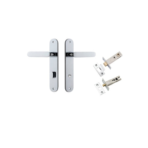 Iver Bronte Solid Brass Door Lever on Oval Backplate | Separate Privacy Kit | 7 Finishes - Polished Chrome