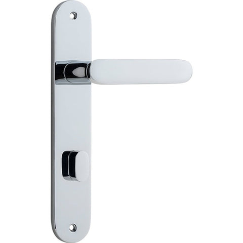 Iver Bronte Solid Brass Door Lever on Oval Backplate | Privacy Lever Set Only | 7 Finishes - Polished Chrome
