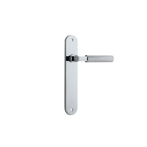 Iver Brunswick Solid Brass Door Lever on Oval Backplate | Passage Lever Set Only | 6 Finishes - Polished Chrome