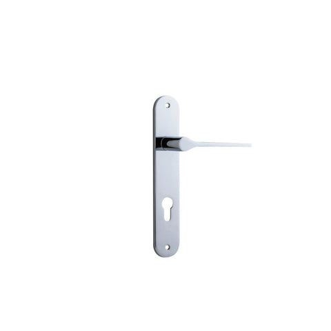 IVER Como Door Lever Handle On Oval Backplate | Entrance Lever Set Only | 7 Finishes - Polished Chrome