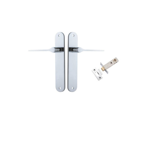 IVER Como Door Lever Handle On Oval Backplate | Passage Kit | 7 Finishes - Polished Chrome