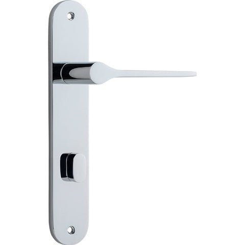 IVER Como Door Lever Handle On Oval Backplate | Privacy Lever Set Only | 7 Finishes - Polished Chrome