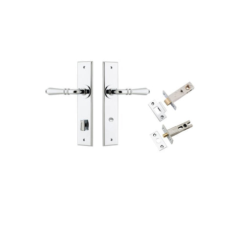 IVER Sarlat Door Lever Handle On Chamfered Backplate | Separate Privacy Kit | 10 Finishes - Polished Chrome