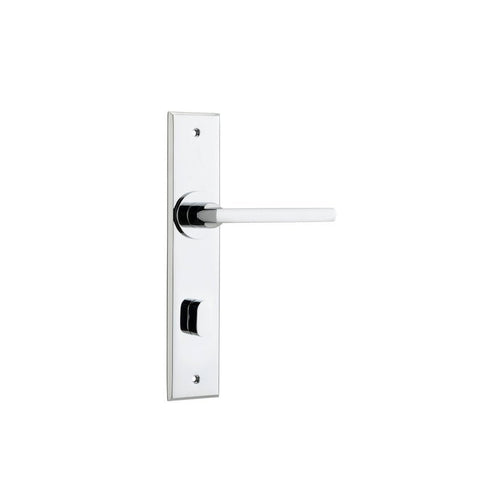 Iver Baltimore Door Lever Handle on Chamfered Backplate | Entrance Lever Set Only | 7 Finishes - Polished Chrome