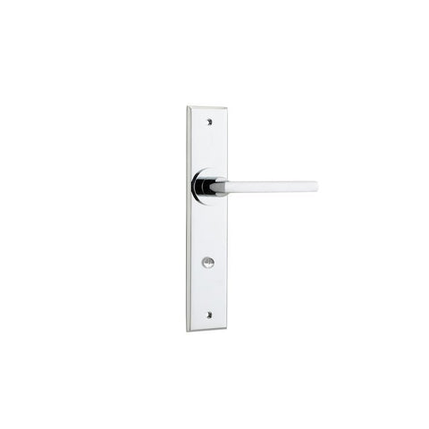 Iver Baltimore Door Lever Handle on Chamfered Backplate | Passage Lever Set Only | 7 Finishes - Polished Chrome