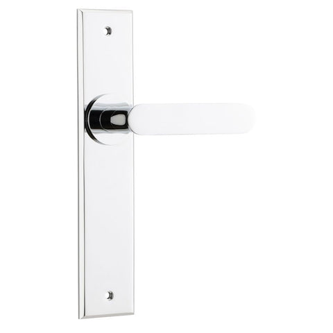 IVER Bronte Door Lever Handle On Chamfered Backplate | Passage Lever Set Only | 7 Finishes - Polished Chrome
